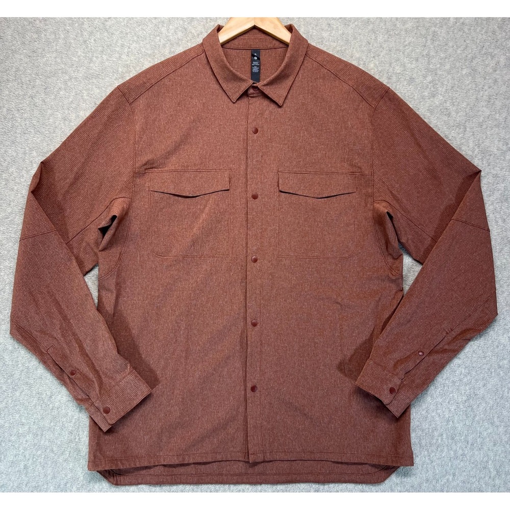 Lululemon Mens Airing Easy Overshirt Heathered Dark Terracotta Long Sleeve XL